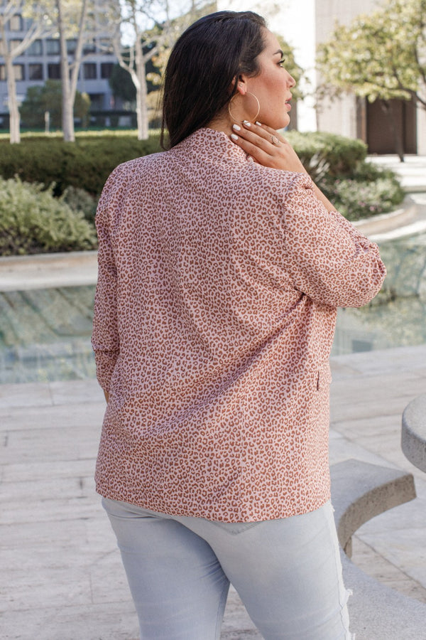 NEW Animal Print Collared Blazer - Curvy Size