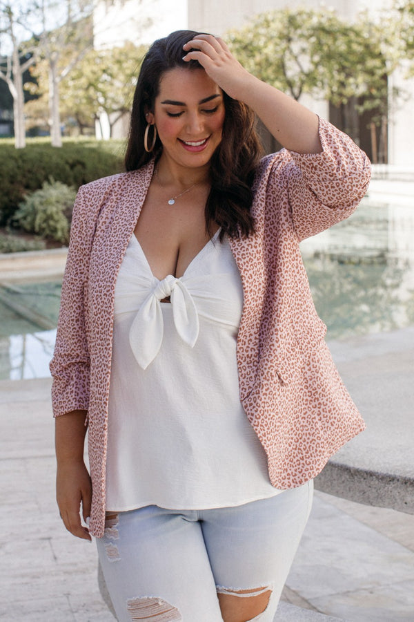 NEW Animal Print Collared Blazer - Curvy Size