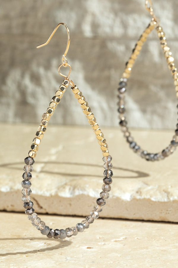 Tear Drop and Mixed Bead Earrings -2 Colors