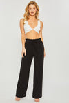 Black Flowy Elastic Waist Pants