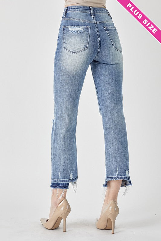 Risen High Rise Crop Straight Leg Jeans - Curvy Size