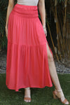 NEW Smocking Waist Detailed Tiered Skirt with Slit