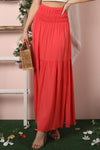 NEW Smocking Waist Detailed Tiered Skirt with Slit