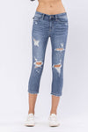 XMAS JULY Judy Blue Mid-Rise Capri Destroyed