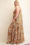 XMAS in July -Patchwork Printed Soft Rayon Crinkle Maxi Dress- Curvy Size
