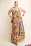 XMAS in July -Patchwork Printed Soft Rayon Crinkle Maxi Dress- Curvy Size