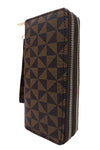 Triangle Tessellation Checkered Double Zipper PU Leather Continental Wallet -2 Colors