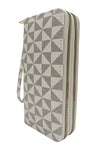 Triangle Tessellation Checkered Double Zipper PU Leather Continental Wallet -2 Colors