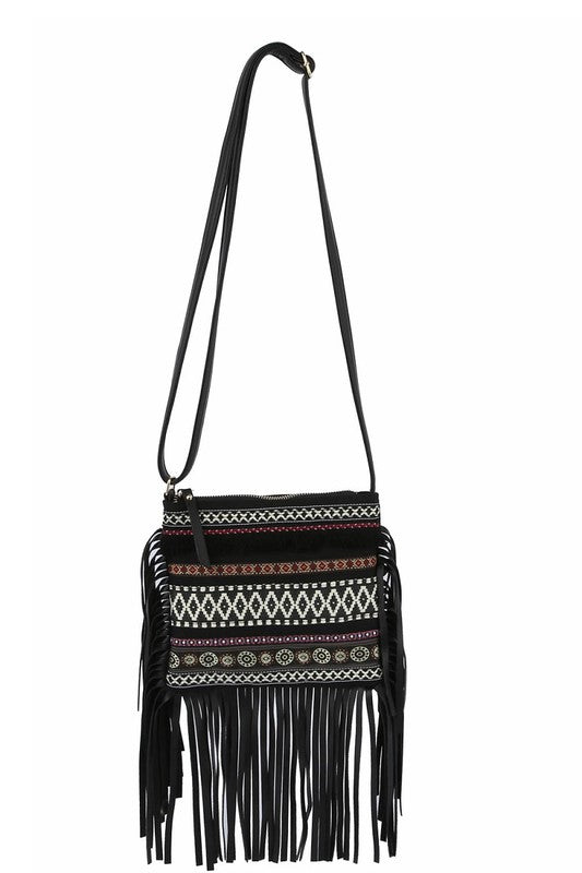 Tribal Aztec Fringe Crossbody Bag