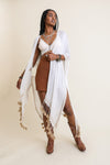 NEW White Tassel Border Kimono