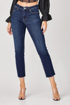 Risen Mid Rise Straight Raw Edge Jeans