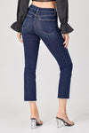 Risen Mid Rise Straight Raw Edge Jeans