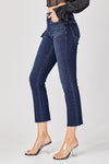 Risen Mid Rise Straight Raw Edge Jeans