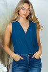 SALE Sleeveless Surplice Wrap Bodysuit - Curvy - 4 Colors