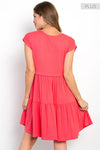 Coral Tiered Dress - Curvy Size