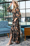 NEW Flower Print Ruffled V-neck Maxi Dress - Curvy Size