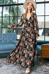 NEW Flower Print Ruffled V-neck Maxi Dress - Curvy Size