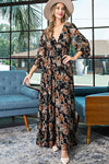 NEW Flower Print Ruffled V-neck Maxi Dress - Curvy Size
