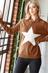 Long Sleeve Hooded Star Print Sweater - 2 Colors