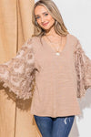 Feather Detailed 3/4 Sleeve Slub Top - 8 Colors