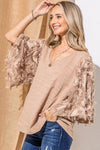 Feather Detailed 3/4 Sleeve Slub Top - 8 Colors