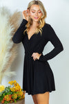 NEW Long Sleeve Black Solid Knit Dress With Built In Shorts - Curvy Size