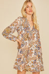 SALE Paisley Printed Tiered Boho Mini Dress