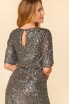 NEW Sequins Flutter Sleeve Elastic Waist Maxi
