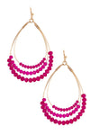 Teardrop Layered Glass Bead Dangle Earring - 2 Colors