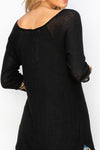 NEW Black Lace Detail Sleeve Wide Neckline Ribbed Fabric Top - Curvy Size
