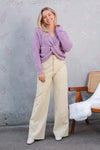 Long Sleeve Reversible Front Knot Sweater