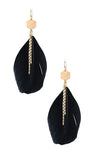 Chain Accent Feather Dangle Earring - 3 Colors