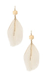 Chain Accent Feather Dangle Earring - 3 Colors