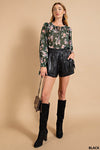 NEW Crinkle Faux Leather Paper back Elastic Waist Band