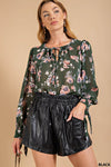 NEW Crinkle Faux Leather Paper back Elastic Waist Band