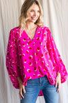 SALE Cheetah Print Bubble Sleeve Top