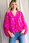 SALE Cheetah Print Bubble Sleeve Top