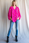 SALE Cheetah Print Bubble Sleeve Top