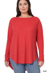 XMAS JULY Baby Waffle Raglan Sleeve Top - Curvy Size - 8 Colors