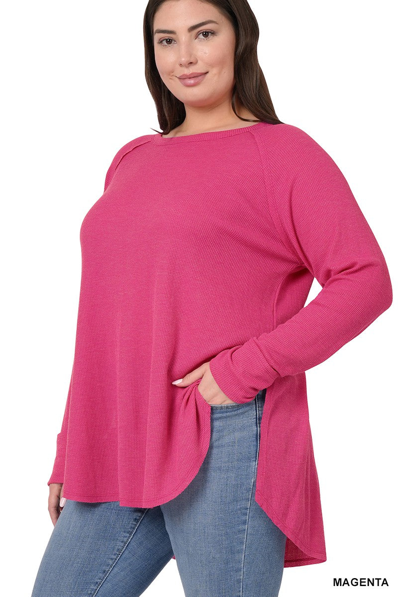 XMAS JULY Baby Waffle Raglan Sleeve Top - Curvy Size - 8 Colors