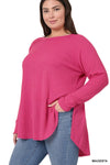 XMAS JULY Baby Waffle Raglan Sleeve Top - Curvy Size - 8 Colors
