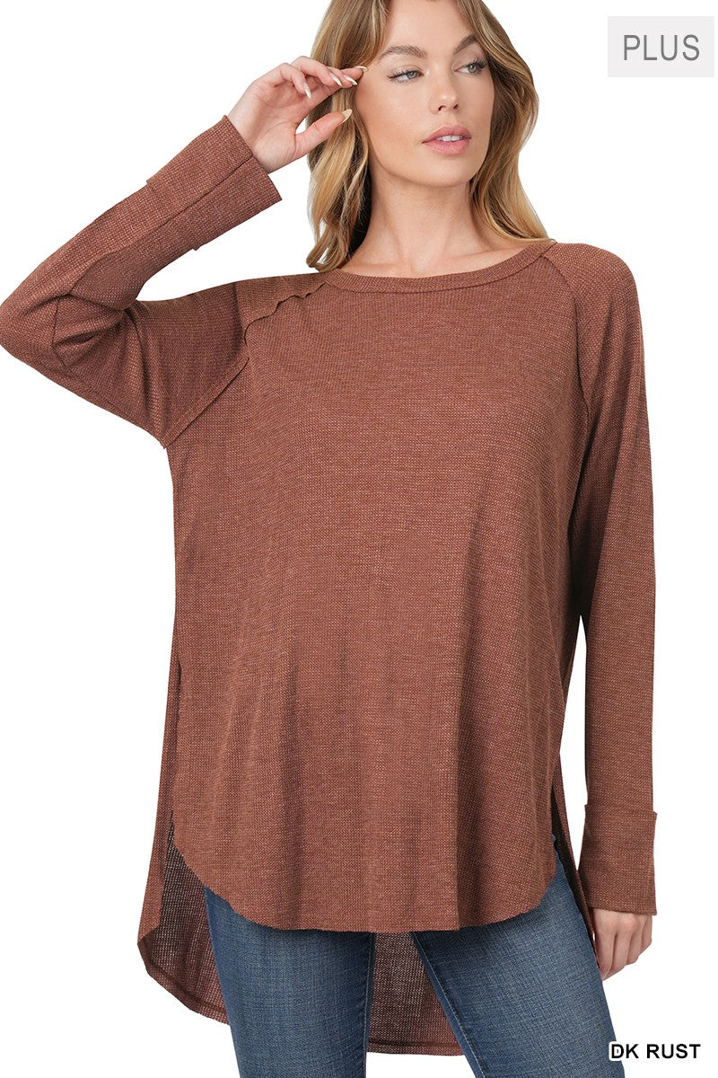 XMAS JULY Baby Waffle Raglan Sleeve Top - Curvy Size - 8 Colors