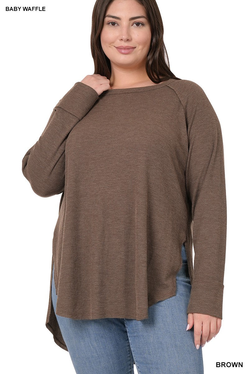 XMAS JULY Baby Waffle Raglan Sleeve Top - Curvy Size - 8 Colors