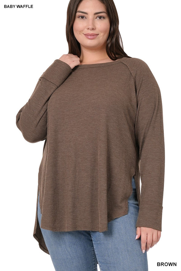 XMAS JULY Baby Waffle Raglan Sleeve Top - Curvy Size - 8 Colors