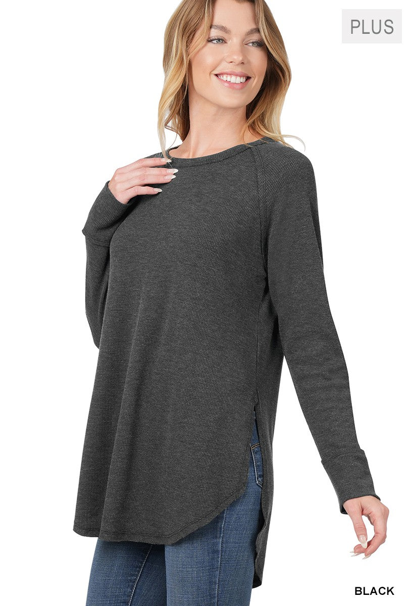 XMAS JULY Baby Waffle Raglan Sleeve Top - Curvy Size - 8 Colors