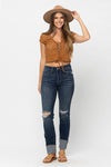 Judy Blue Mid Rise Tall Minimal Distressed Straight