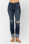Judy Blue Mid Rise Tall Minimal Distressed Straight