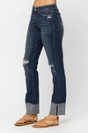 Judy Blue Mid Rise Tall Minimal Distressed Straight