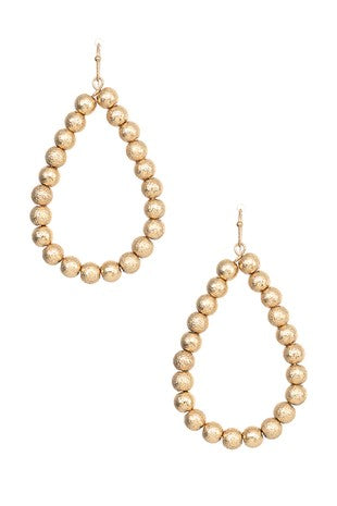 Textured Bead Teardrop Earring - 2 Colors