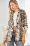 TOTE NEW Leopard Knit Woven Blazer - Curvy Size